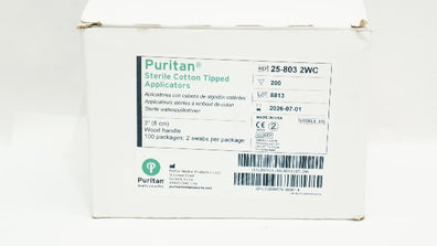 Puritan 25-803 2WC Sterile Cotton Tipped Applicators 3 inch - Box of 200